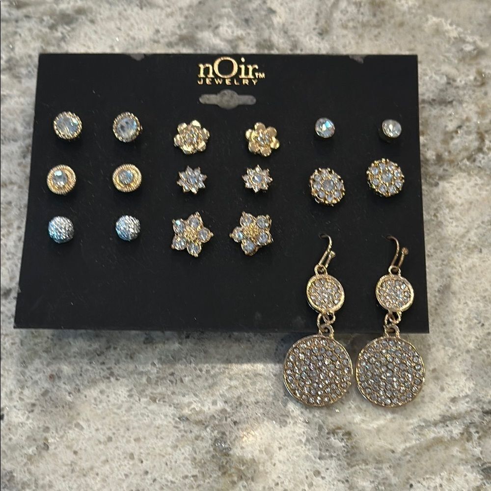 ✨ Brand New Set of Nine Pairs of Gold Earrings